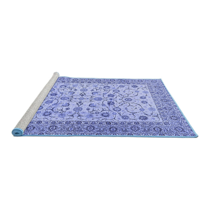 Sideview of Machine Washable Persian Blue Traditional Rug, wshtr2608blu