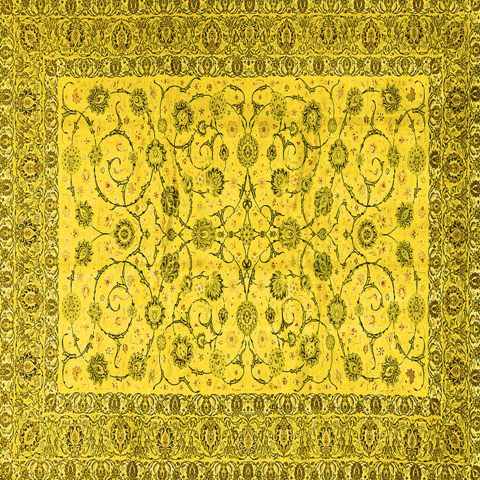 Square Machine Washable Persian Yellow Traditional Rug, wshtr2608yw