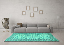 Machine Washable Persian Turquoise Traditional Area Rugs in a Living Room,, wshtr2608turq