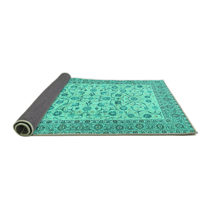 Sideview of Persian Turquoise Traditional Rug, tr2608turq