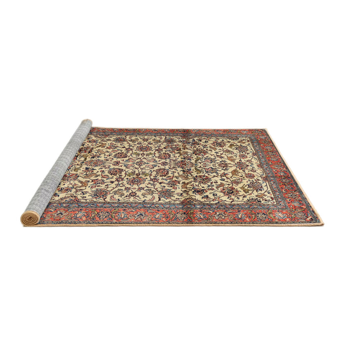 Sideview of Machine Washable Traditional Chestnut Brown Rug, wshtr2609