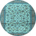 Round Machine Washable Persian Light Blue Traditional Rug, wshtr2609lblu