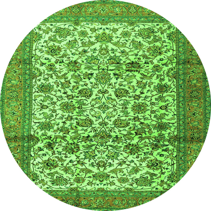 Square Persian Green Traditional Rug, tr2609grn