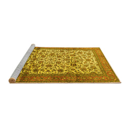 Sideview of Machine Washable Persian Yellow Traditional Rug, wshtr2609yw