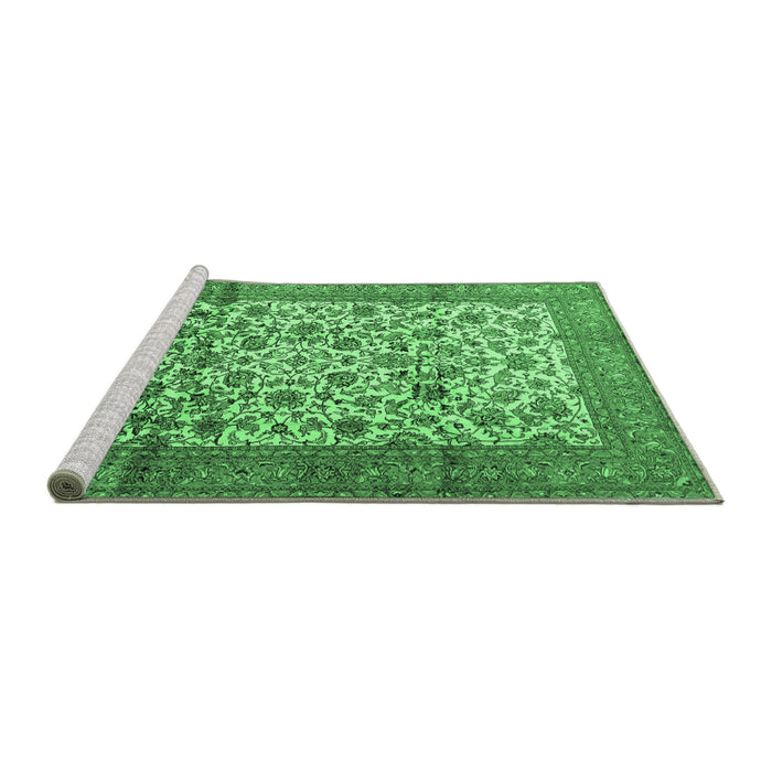 Sideview of Machine Washable Persian Emerald Green Traditional Area Rugs, wshtr2609emgrn