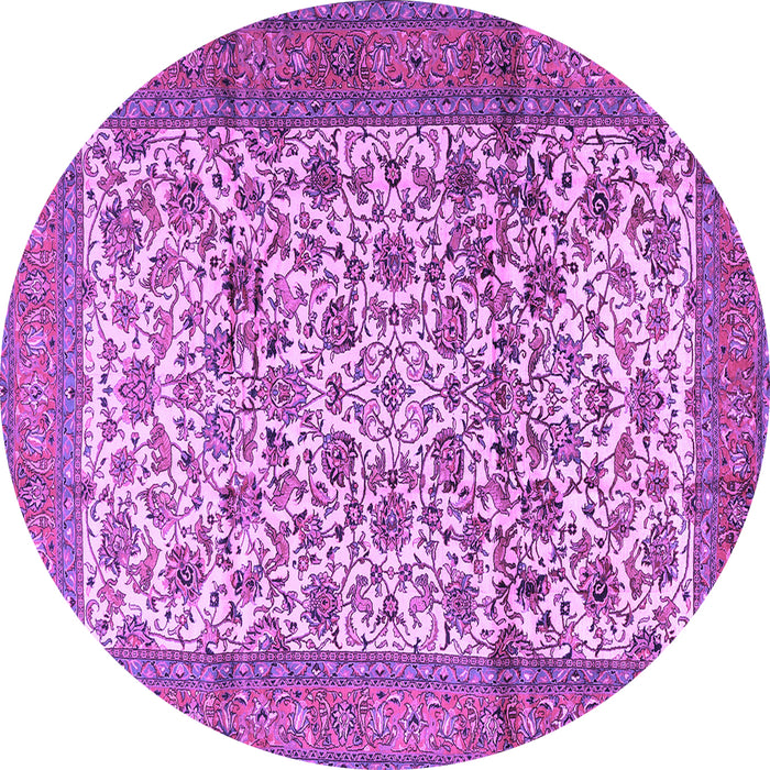 Round Machine Washable Persian Purple Traditional Area Rugs, wshtr2609pur