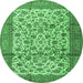 Round Persian Emerald Green Traditional Rug, tr2609emgrn