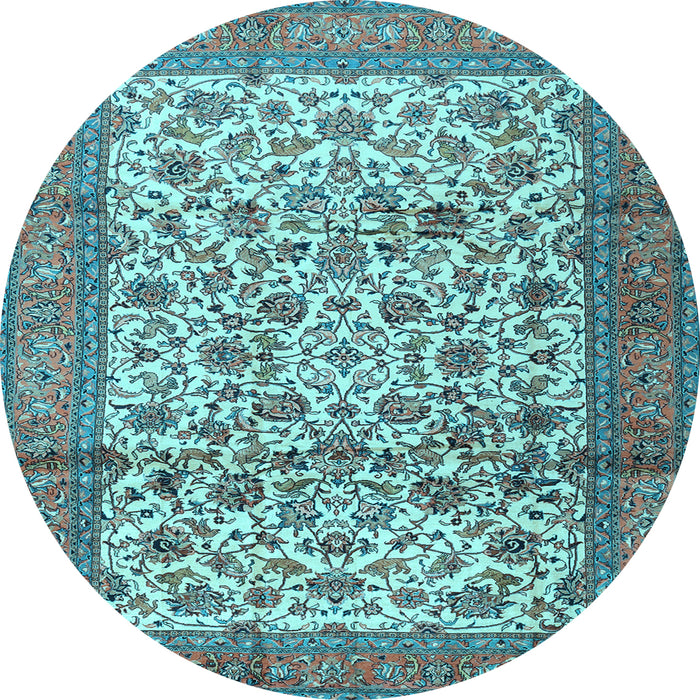 Round Persian Light Blue Traditional Rug, tr2609lblu
