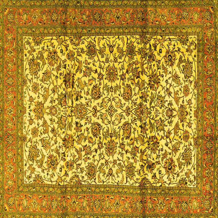 Square Machine Washable Persian Yellow Traditional Rug, wshtr2609yw
