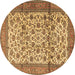 Round Machine Washable Persian Brown Traditional Rug, wshtr2609brn