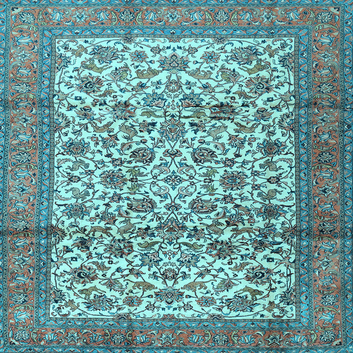 Square Machine Washable Persian Light Blue Traditional Rug, wshtr2609lblu