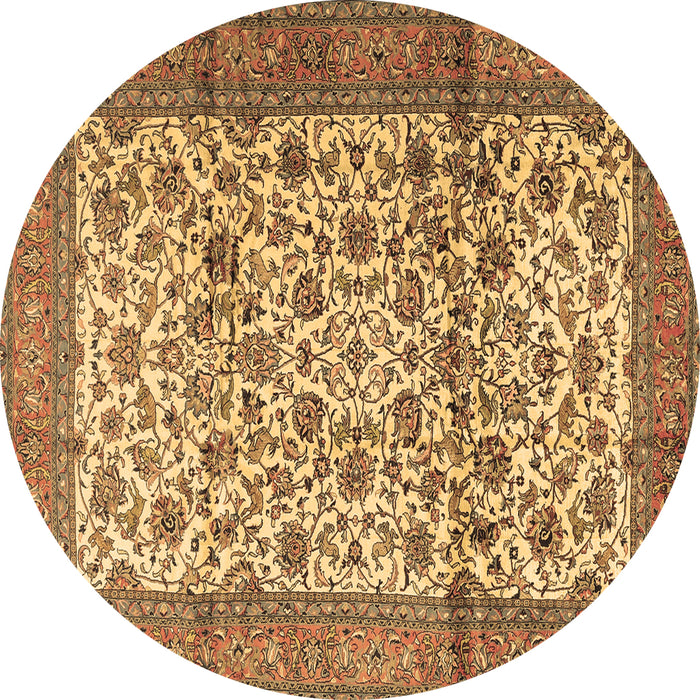 Round Persian Brown Traditional Rug, tr2609brn