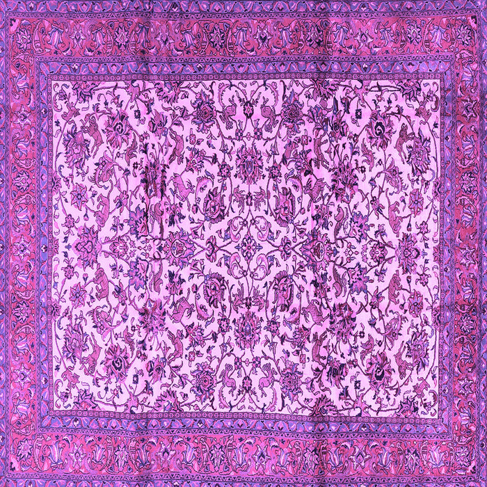 Square Machine Washable Persian Purple Traditional Area Rugs, wshtr2609pur