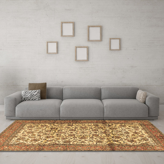 Machine Washable Persian Brown Traditional Rug in a Living Room,, wshtr2609brn