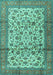 Machine Washable Persian Turquoise Traditional Area Rugs, wshtr2609turq