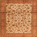 Round Machine Washable Persian Orange Traditional Area Rugs, wshtr2609org