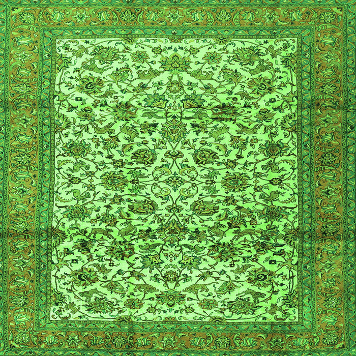 Round Machine Washable Persian Green Traditional Area Rugs, wshtr2609grn