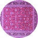 Round Machine Washable Persian Purple Traditional Area Rugs, wshtr260pur