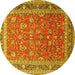 Round Persian Yellow Traditional Rug, tr260yw