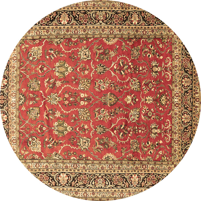 Round Persian Brown Traditional Rug, tr260brn