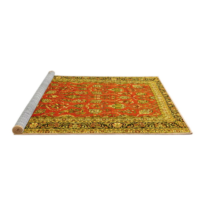 Sideview of Machine Washable Persian Yellow Traditional Rug, wshtr260yw