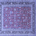 Square Machine Washable Persian Blue Traditional Rug, wshtr260blu