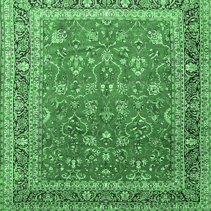 Square Machine Washable Persian Emerald Green Traditional Area Rugs, wshtr260emgrn