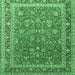 Square Machine Washable Persian Emerald Green Traditional Area Rugs, wshtr260emgrn