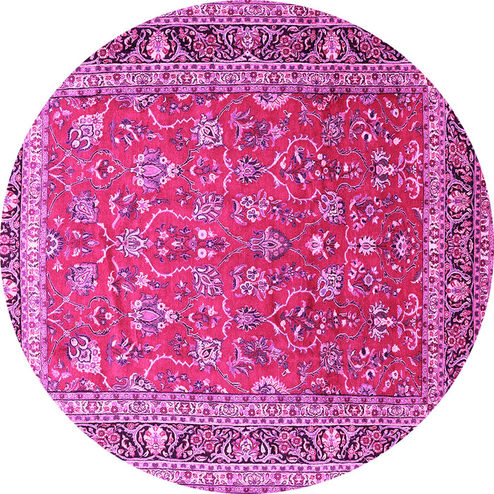 Round Machine Washable Persian Pink Traditional Rug, wshtr260pnk