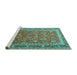 Sideview of Machine Washable Persian Turquoise Traditional Area Rugs, wshtr260turq