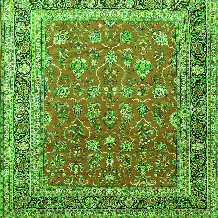 Round Machine Washable Persian Green Traditional Area Rugs, wshtr260grn