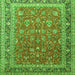 Round Machine Washable Persian Green Traditional Area Rugs, wshtr260grn