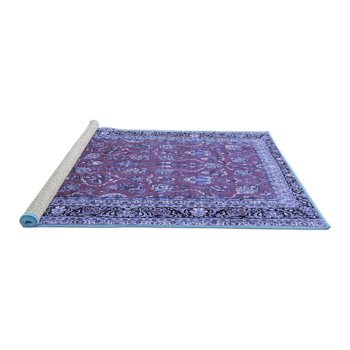 Sideview of Machine Washable Persian Blue Traditional Rug, wshtr260blu