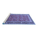 Sideview of Machine Washable Persian Blue Traditional Rug, wshtr260blu