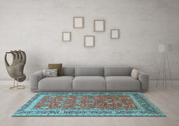 Machine Washable Persian Light Blue Traditional Rug in a Living Room, wshtr260lblu