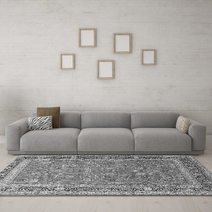 Machine Washable Persian Gray Traditional Rug in a Living Room,, wshtr260gry