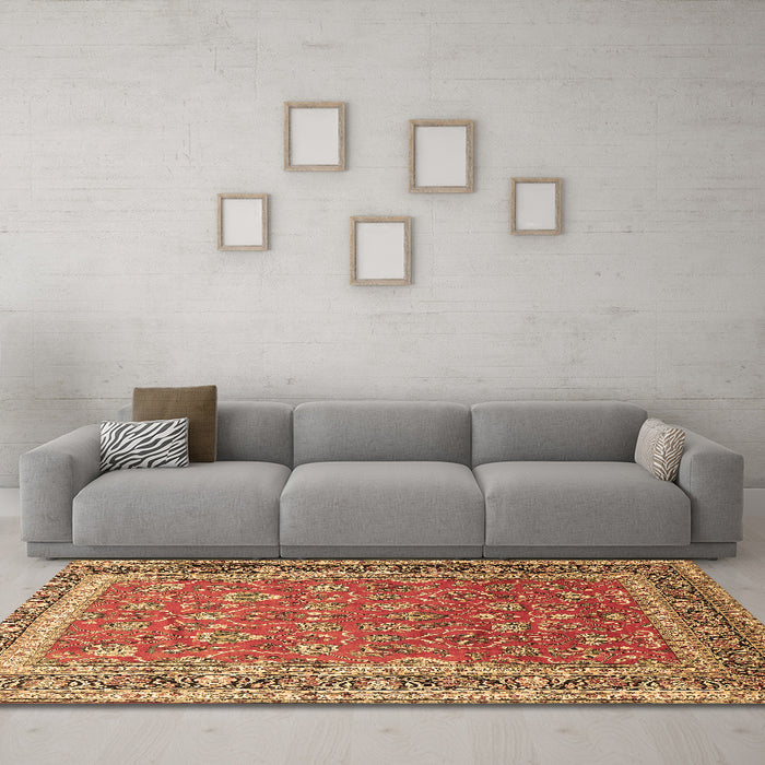 Machine Washable Persian Brown Traditional Rug in a Living Room,, wshtr260brn