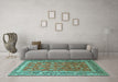 Machine Washable Persian Turquoise Traditional Area Rugs in a Living Room,, wshtr260turq