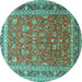 Round Persian Turquoise Traditional Rug, tr260turq
