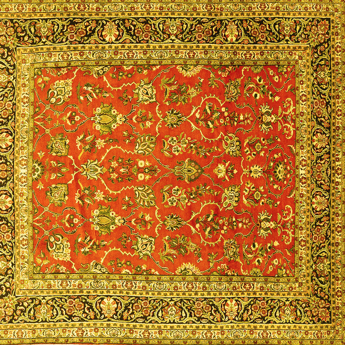 Square Machine Washable Persian Yellow Traditional Rug, wshtr260yw