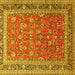 Square Machine Washable Persian Yellow Traditional Rug, wshtr260yw