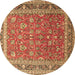 Round Machine Washable Persian Brown Traditional Rug, wshtr260brn