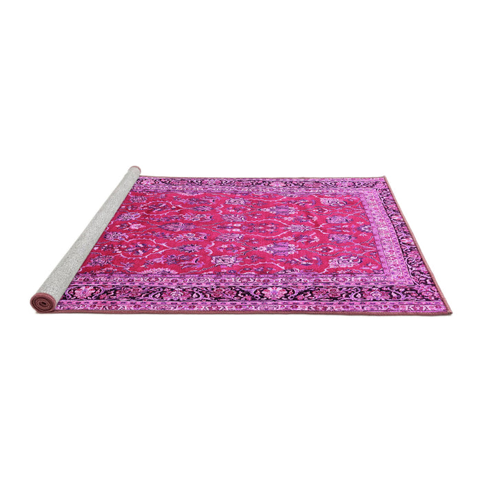 Sideview of Machine Washable Persian Pink Traditional Rug, wshtr260pnk