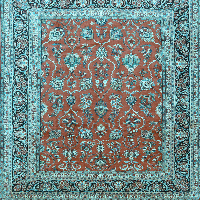 Square Machine Washable Persian Light Blue Traditional Rug, wshtr260lblu