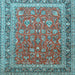 Square Machine Washable Persian Light Blue Traditional Rug, wshtr260lblu