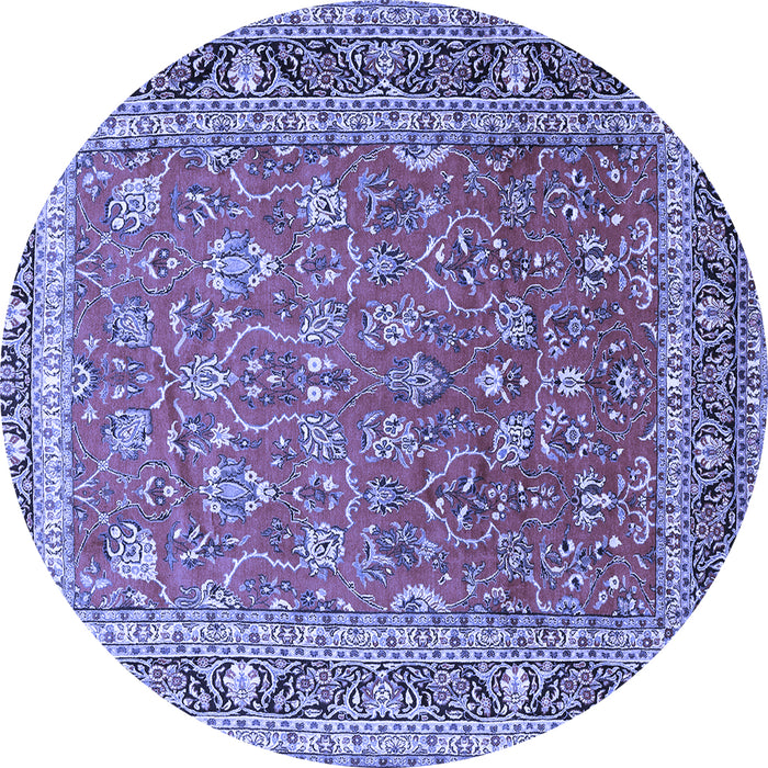 Round Machine Washable Persian Blue Traditional Rug, wshtr260blu