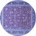 Round Machine Washable Persian Blue Traditional Rug, wshtr260blu