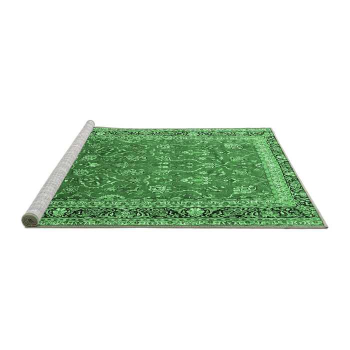 Sideview of Machine Washable Persian Emerald Green Traditional Area Rugs, wshtr260emgrn
