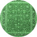 Round Persian Emerald Green Traditional Rug, tr260emgrn
