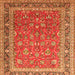 Round Machine Washable Persian Orange Traditional Area Rugs, wshtr260org